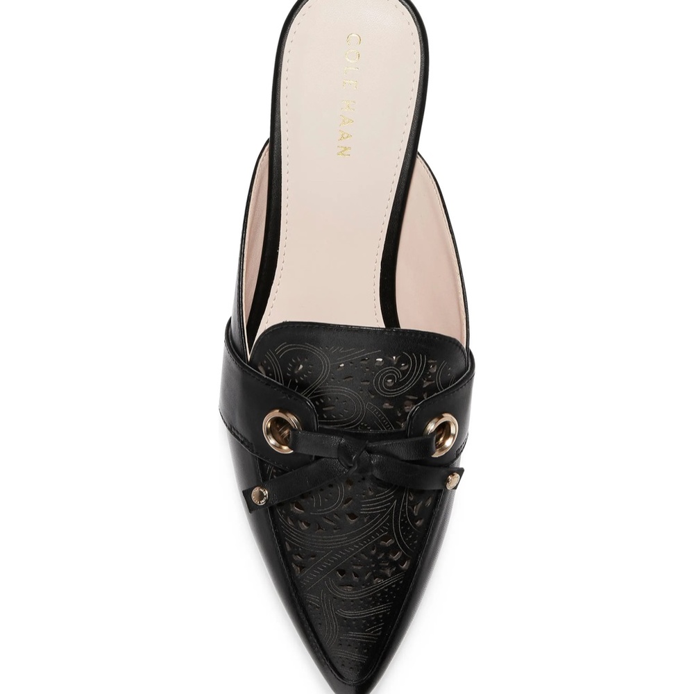 Cole Haan Emily Black Leather Mule Flat Sandal Women’s Pointed Toe Shoes 6.5 - Picture 8 of 16